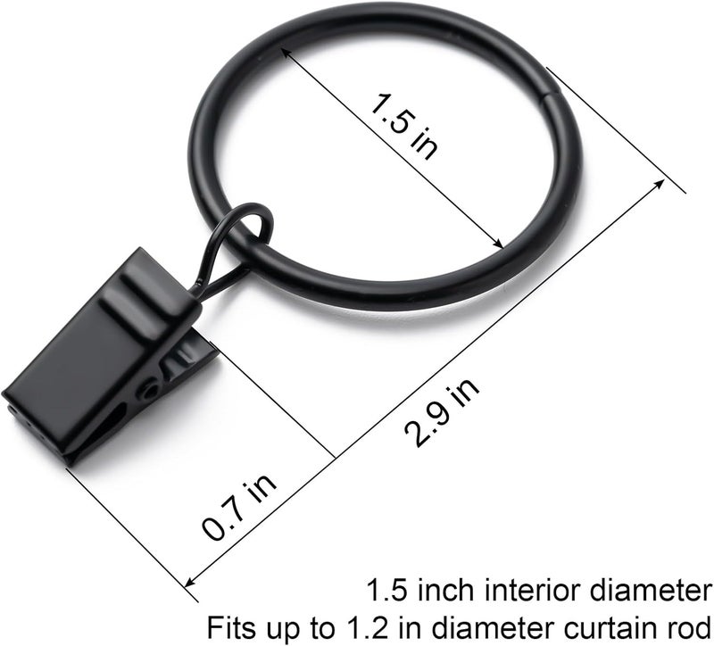 BOOMIBOO 40 Pack Curtain Rings with Clips, Drapery Clips with Rings, Hangers Drapes Rings, Drapery Rings 1.5 inch, Fits up to 1.2 inch Diameter Curtain Rod, for Hanging Drapes Bows Hat and So On - Image 2